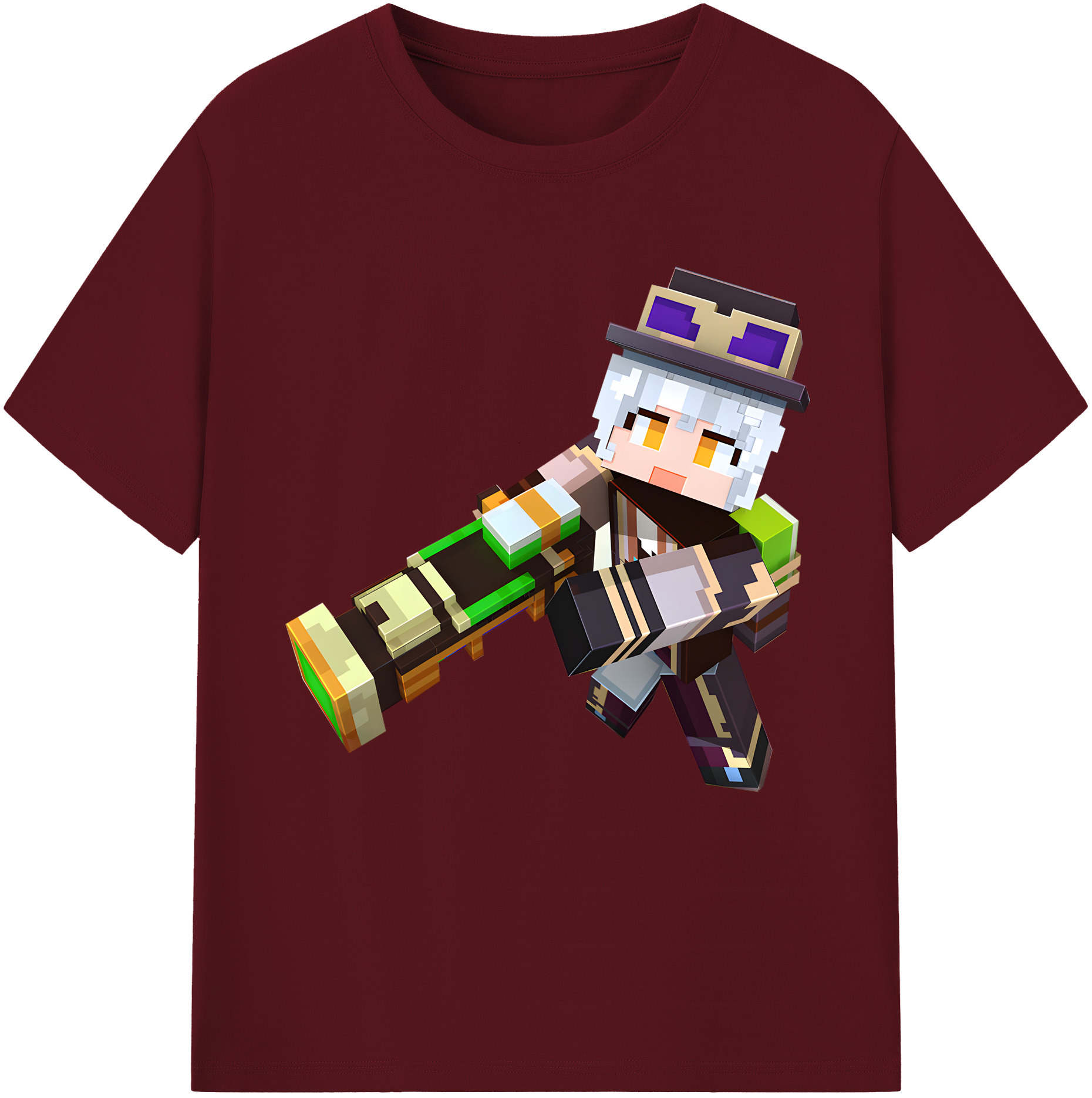 （画像用） マインクラフト ブロックの世界 Minecraft MC Block world 綿100％半袖Tシャツ（フロントプリント）